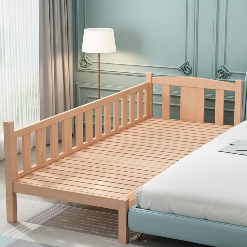 Farmhouse Solid Wood Baby Crib Natural Nursery Bed with Guardrail