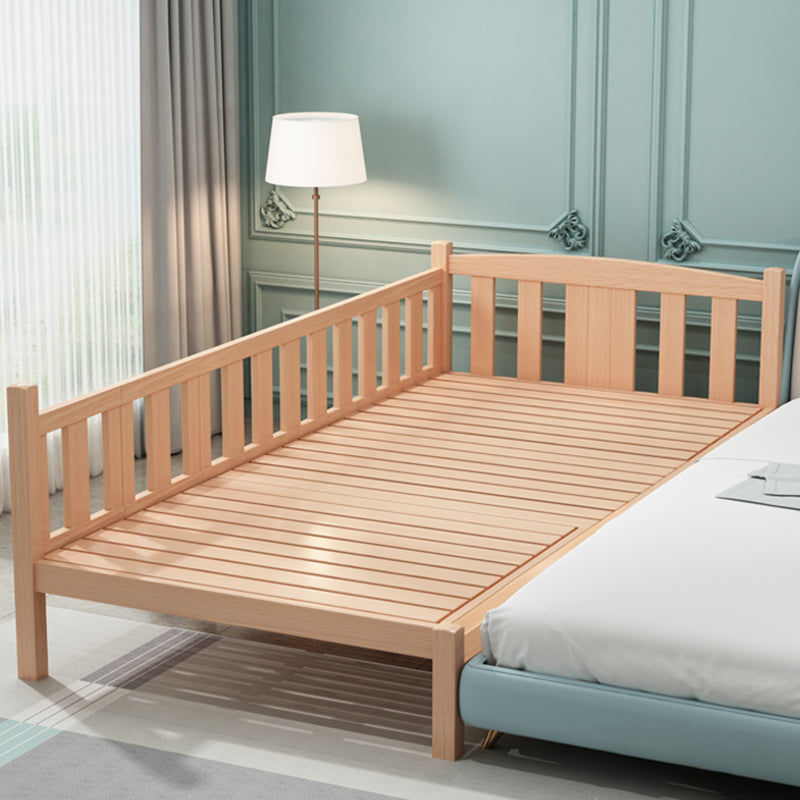 Farmhouse Solid Wood Baby Crib Natural Nursery Bed with Guardrail