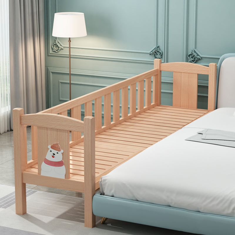 Farmhouse Solid Wood Baby Crib Natural Nursery Bed with Guardrail