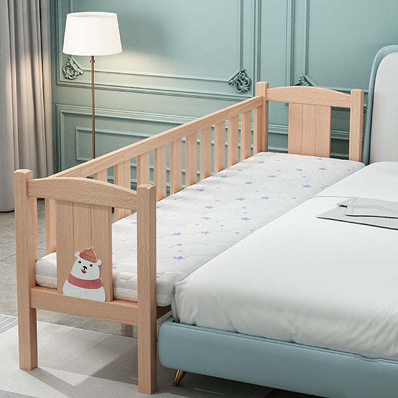 Farmhouse Solid Wood Baby Crib Natural Nursery Bed with Guardrail