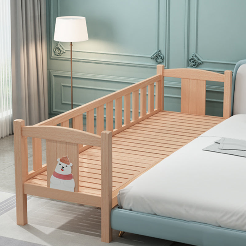 Farmhouse Solid Wood Baby Crib Natural Nursery Bed with Guardrail