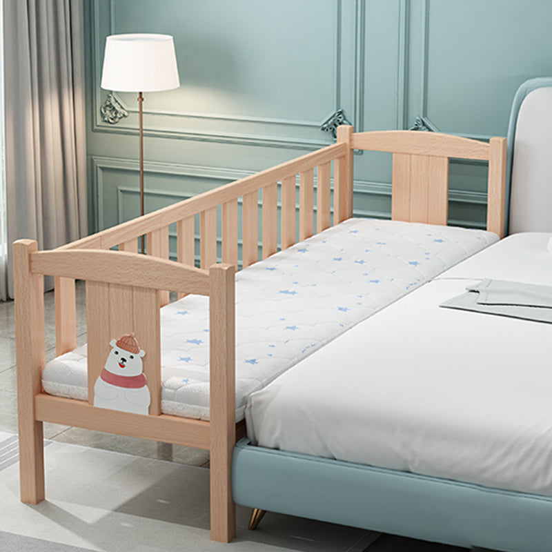 Farmhouse Solid Wood Baby Crib Natural Nursery Bed with Guardrail