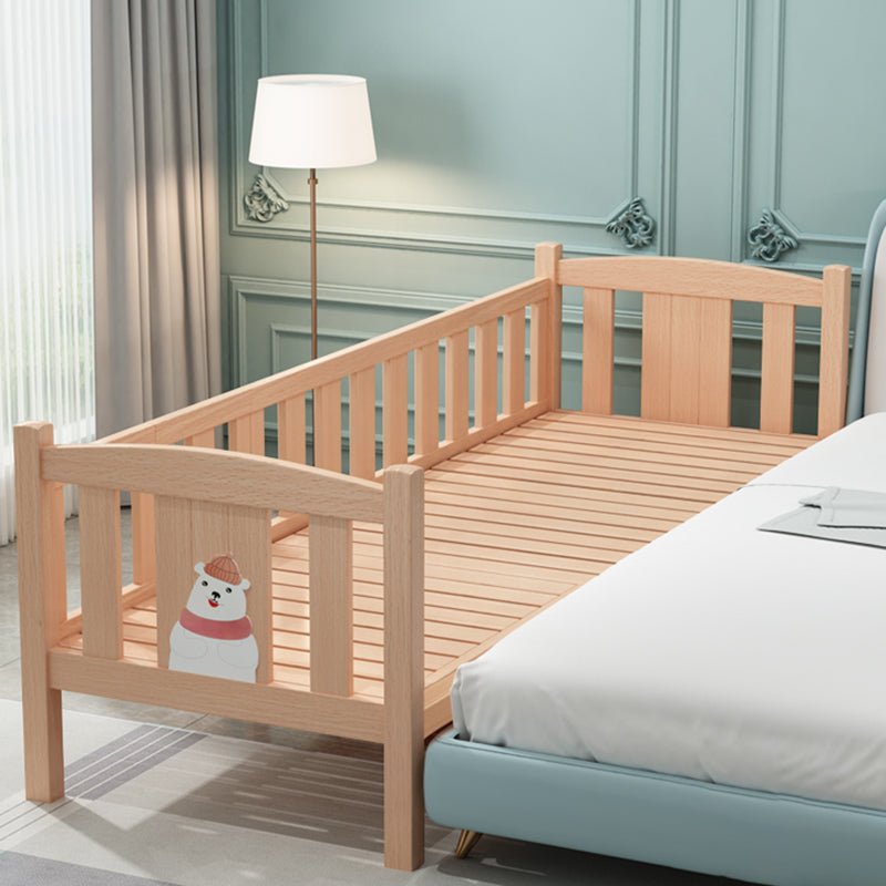 Farmhouse Solid Wood Baby Crib Natural Nursery Bed with Guardrail