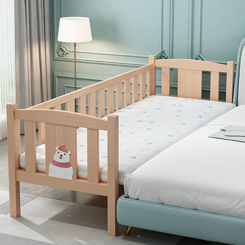 Farmhouse Solid Wood Baby Crib Natural Nursery Bed with Guardrail