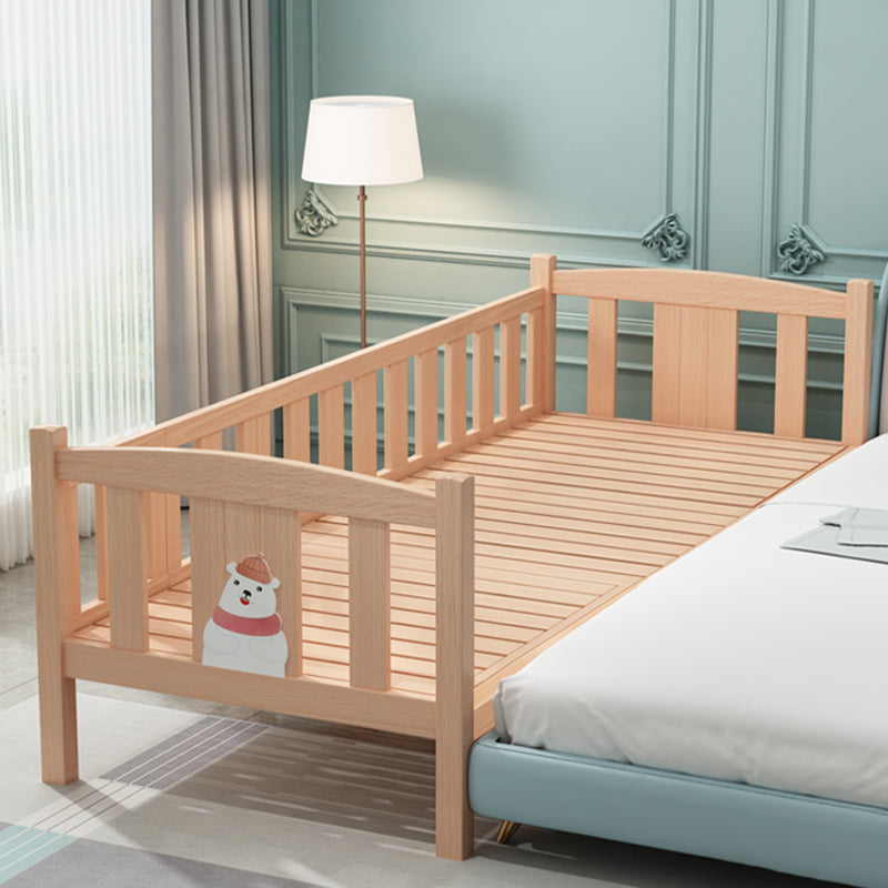 Farmhouse Solid Wood Baby Crib Natural Nursery Bed with Guardrail