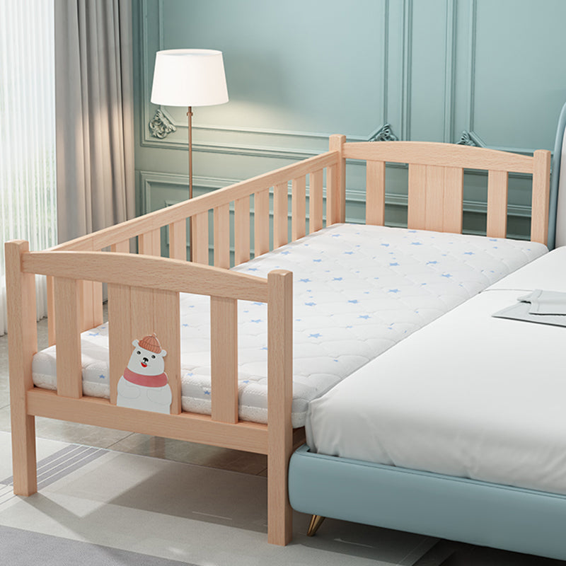 Farmhouse Solid Wood Baby Crib Natural Nursery Bed with Guardrail