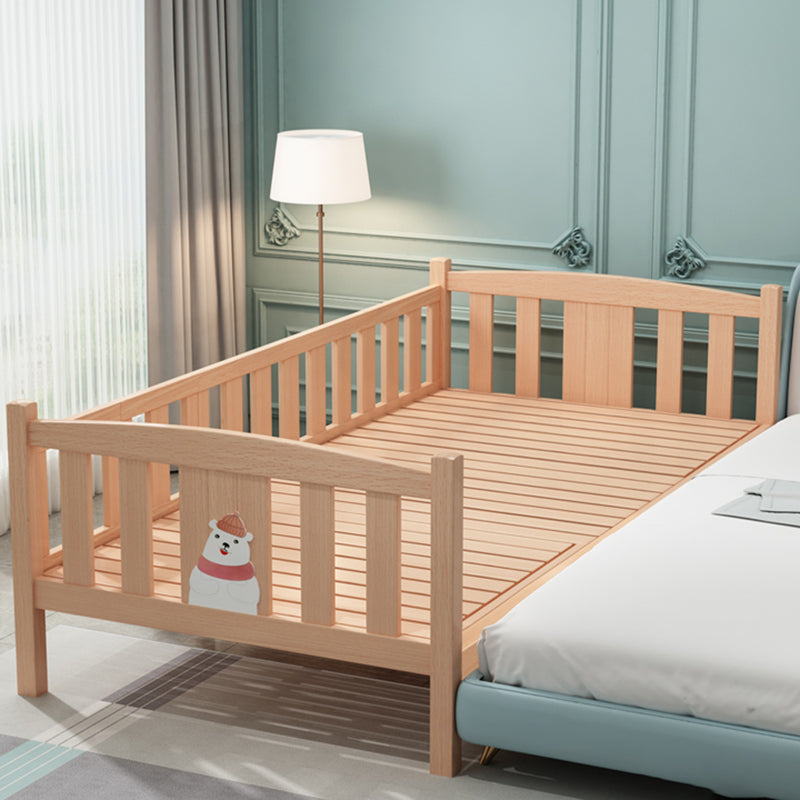 Farmhouse Solid Wood Baby Crib Natural Nursery Bed with Guardrail