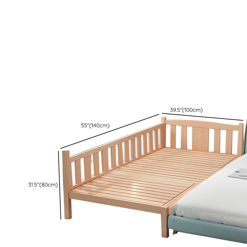 Farmhouse Solid Wood Baby Crib Natural Nursery Bed with Guardrail