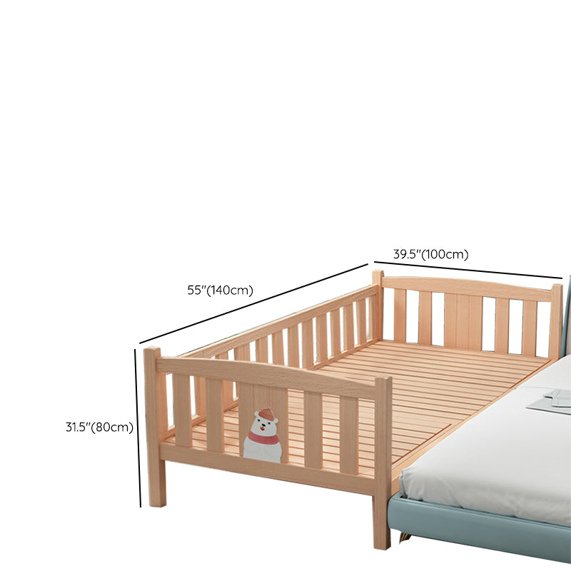 Farmhouse Solid Wood Baby Crib Natural Nursery Bed with Guardrail