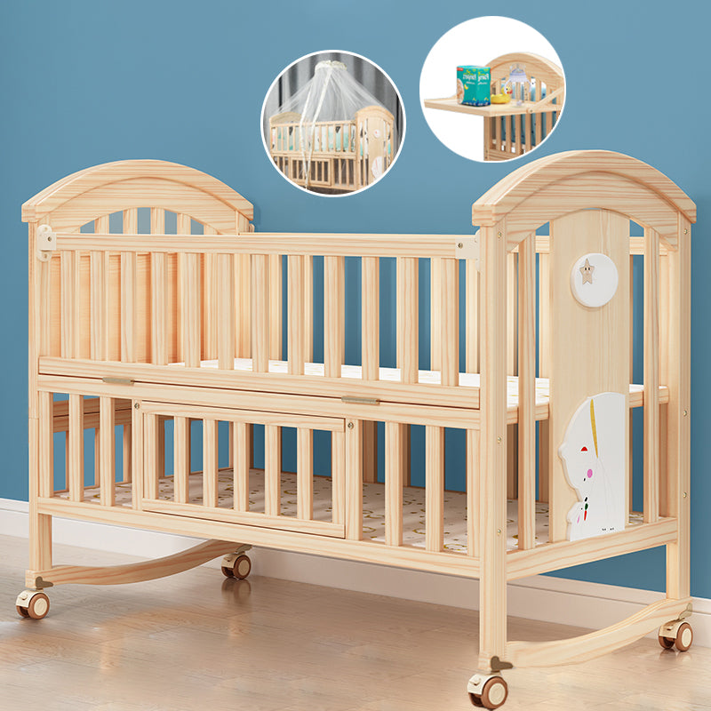 Natural Contemporary Kids Bed Pine Kids Bed with Guardrail Upholstered