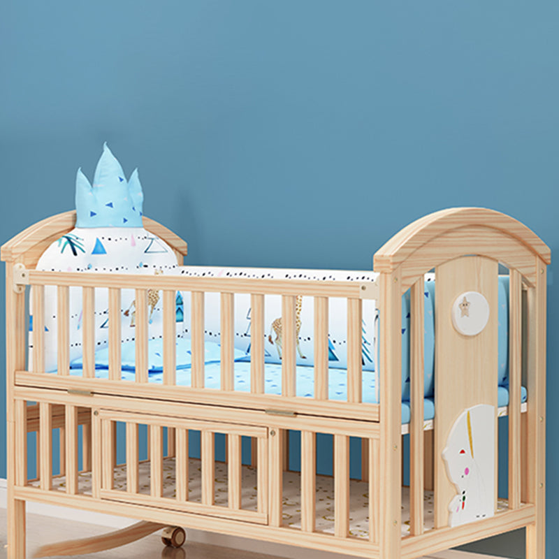 Natural Contemporary Kids Bed Pine Kids Bed with Guardrail Upholstered