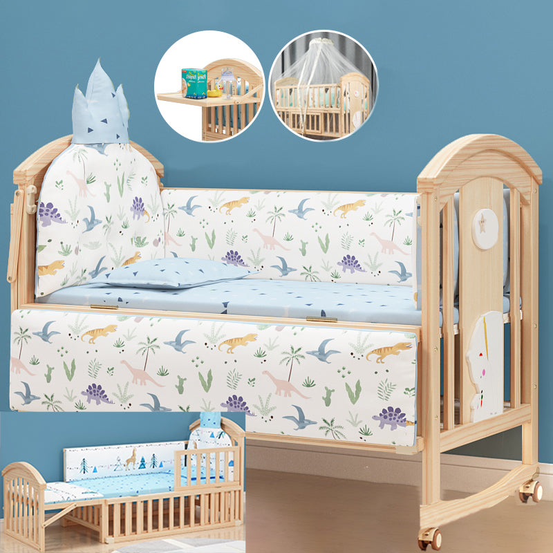 Natural Contemporary Kids Bed Pine Kids Bed with Guardrail Upholstered