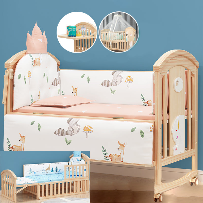 Natural Contemporary Kids Bed Pine Kids Bed with Guardrail Upholstered