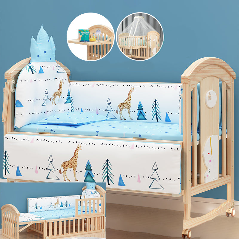 Natural Contemporary Kids Bed Pine Kids Bed with Guardrail Upholstered