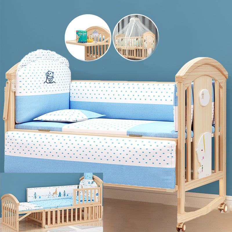 Natural Contemporary Kids Bed Pine Kids Bed with Guardrail Upholstered