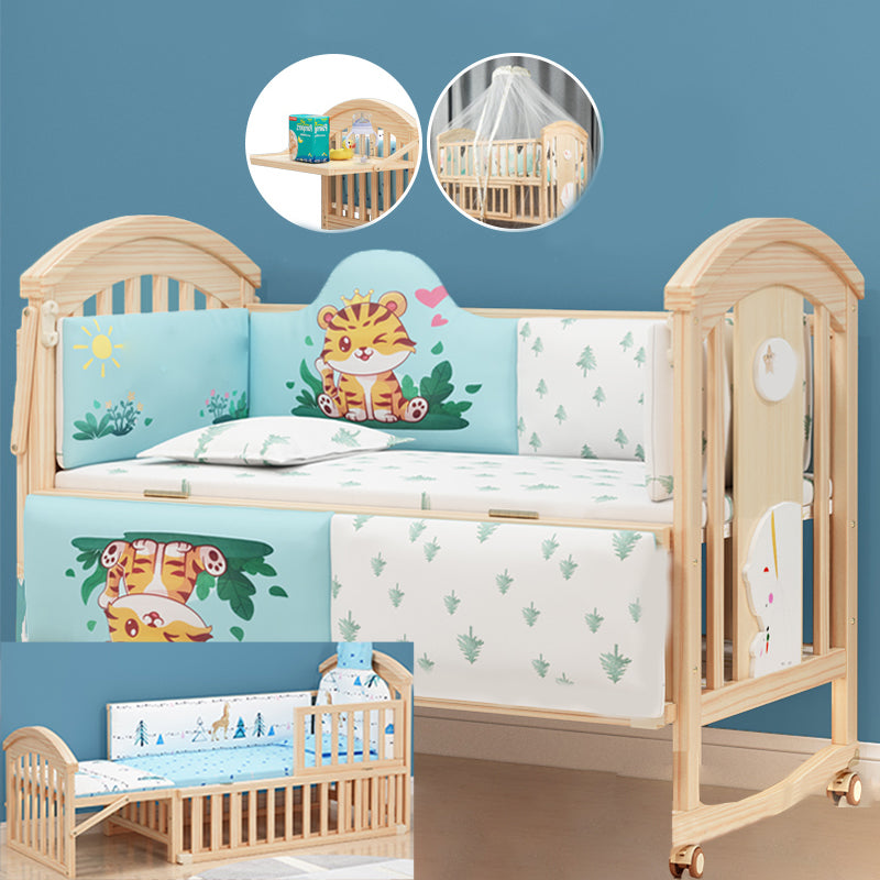 Natural Contemporary Kids Bed Pine Kids Bed with Guardrail Upholstered