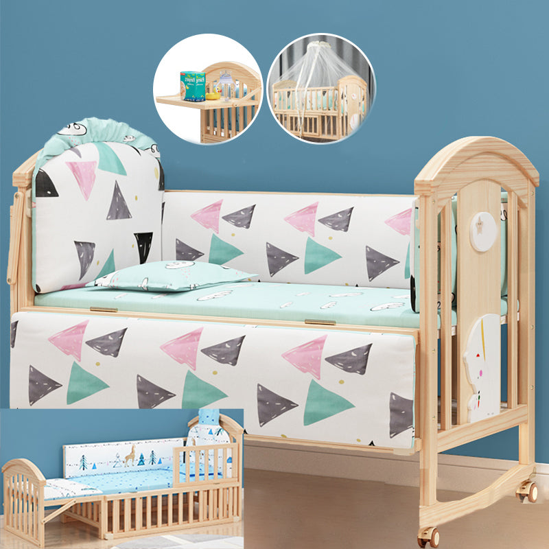 Natural Contemporary Kids Bed Pine Kids Bed with Guardrail Upholstered