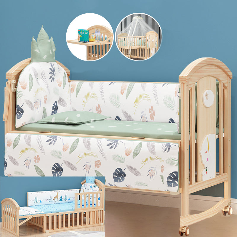 Natural Contemporary Kids Bed Pine Kids Bed with Guardrail Upholstered