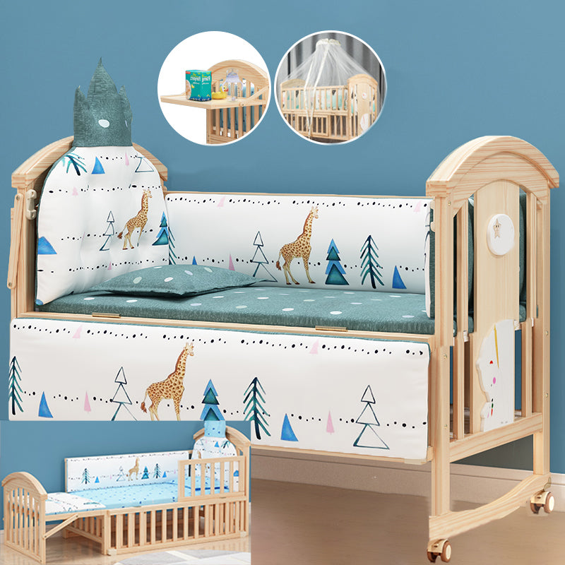 Natural Contemporary Kids Bed Pine Kids Bed with Guardrail Upholstered