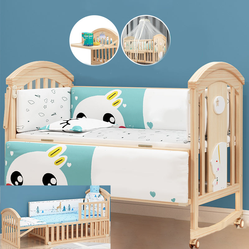 Natural Contemporary Kids Bed Pine Kids Bed with Guardrail Upholstered