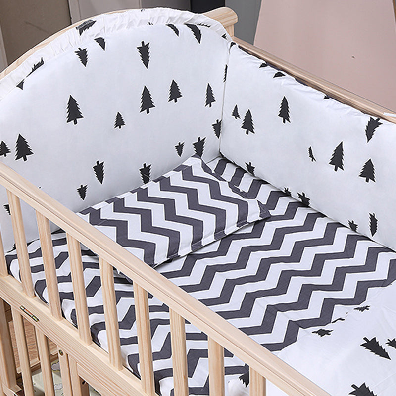 Contemporary 3-in-1 Solid Wood Convertible Baby Bed with Wheels