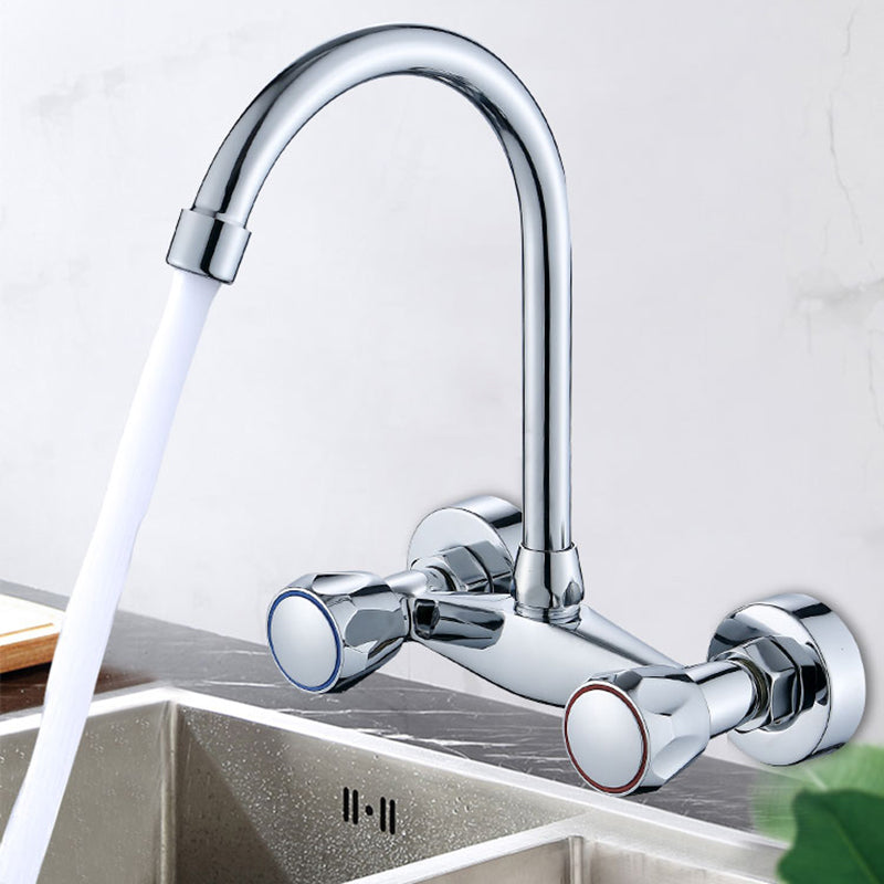 Modern Bridge Faucet Brass Knob Handle Swivel Spout Wall Mounted Pot Filler Faucet