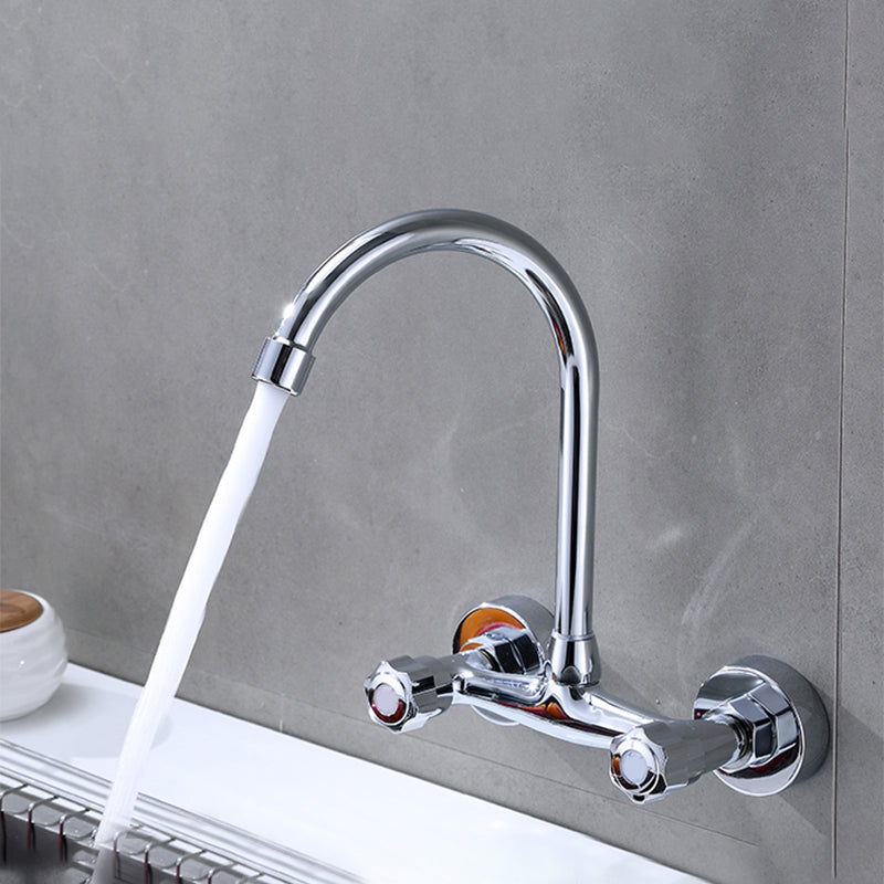 Modern Bridge Faucet Brass Knob Handle Swivel Spout Wall Mounted Pot Filler Faucet