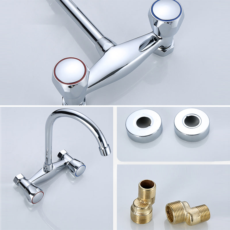 Modern Bridge Faucet Brass Knob Handle Swivel Spout Wall Mounted Pot Filler Faucet