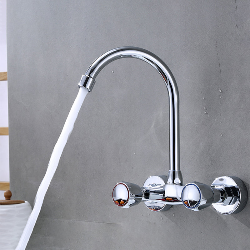 Modern Bridge Faucet Brass Knob Handle Swivel Spout Wall Mounted Pot Filler Faucet