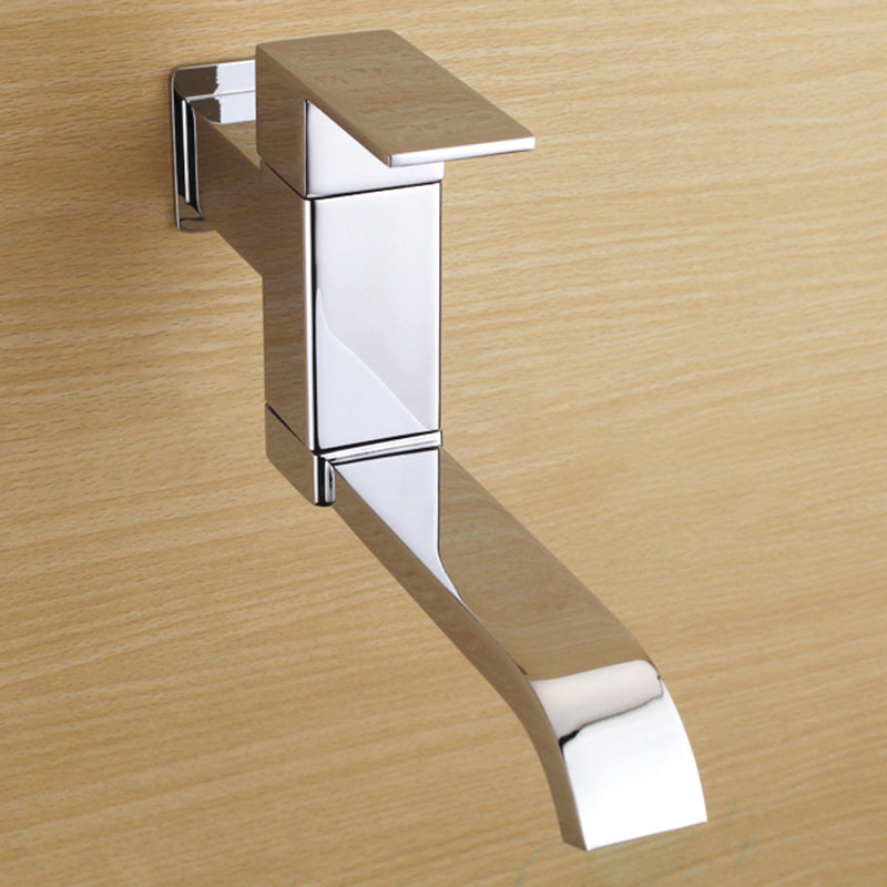Contemporary Wall Mounted Bathroom Faucet Lever Handles Low Arc Rotatable Brass Faucet
