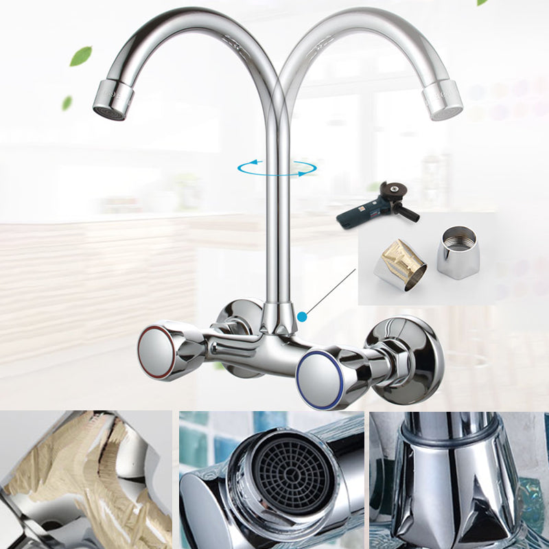 Modern Kitchen Faucet Brass Knob Handle High Arch Wall Mounted Pot Filler Faucet