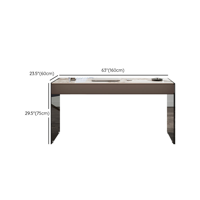 Modern 3 Drawers Office Desk 23.62" W Rectangular Writing Desk with Glass Base