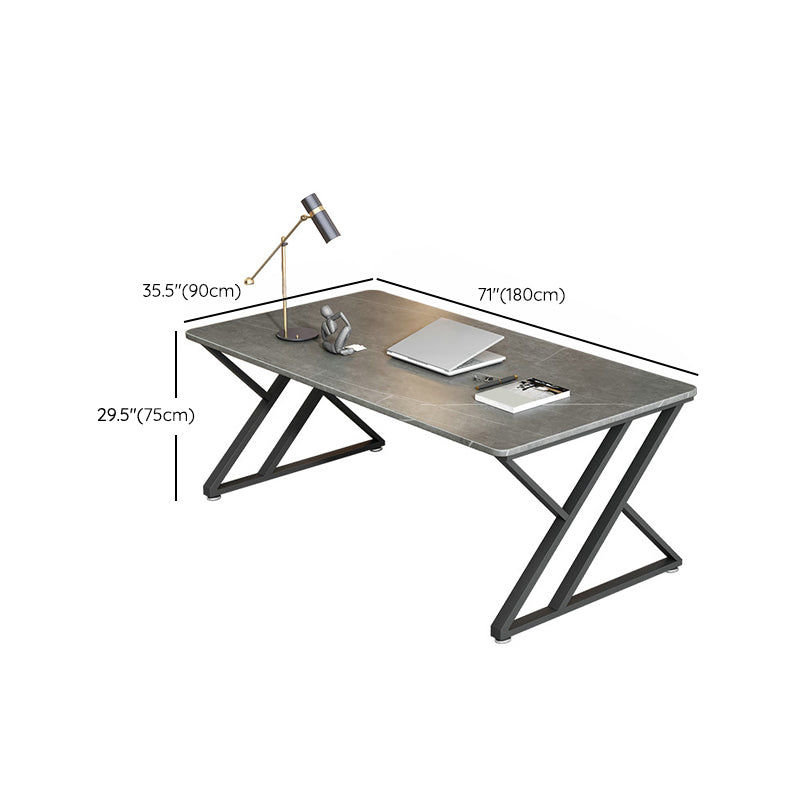 Contemporary Gaming Desk Antique Finish Rectangular Computer Desk