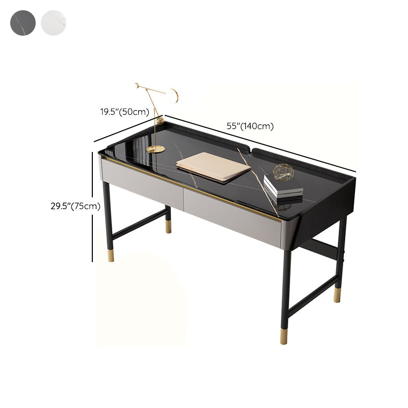 Glam Office Desk Antique Finish Computer Desk with 2 Drawers