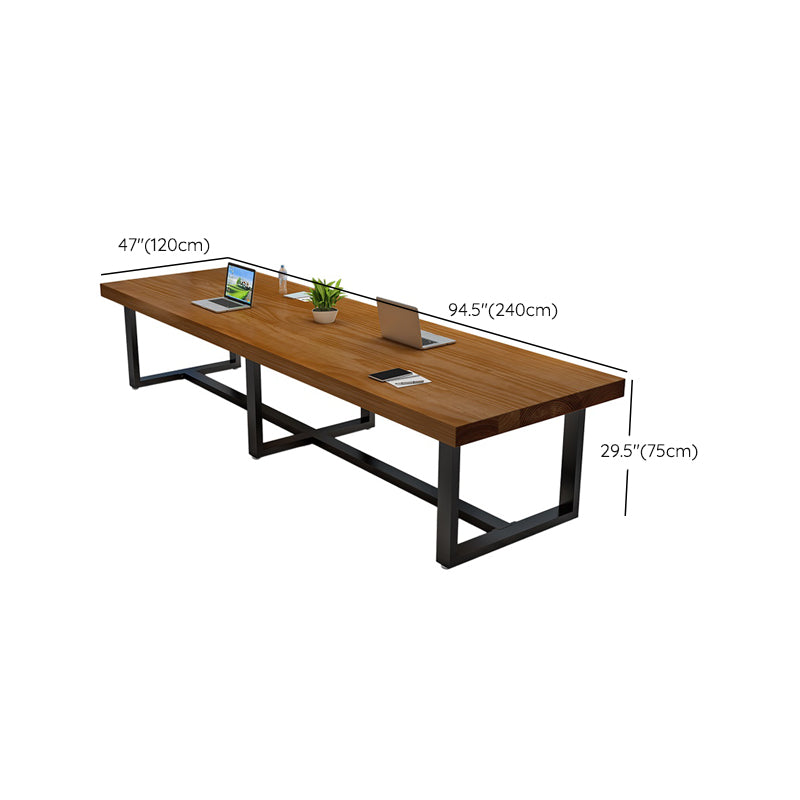 Modern Solid Wood Office Desk Sled Base 29.53" Tall Writing Desk