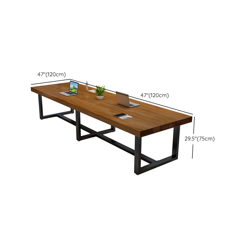 Modern Solid Wood Office Desk Sled Base 29.53" Tall Writing Desk