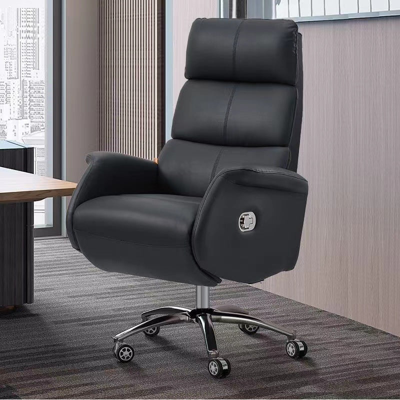 Modern Slide Office Chair Pillow Included Faux Leather Desk Chair with Wheels