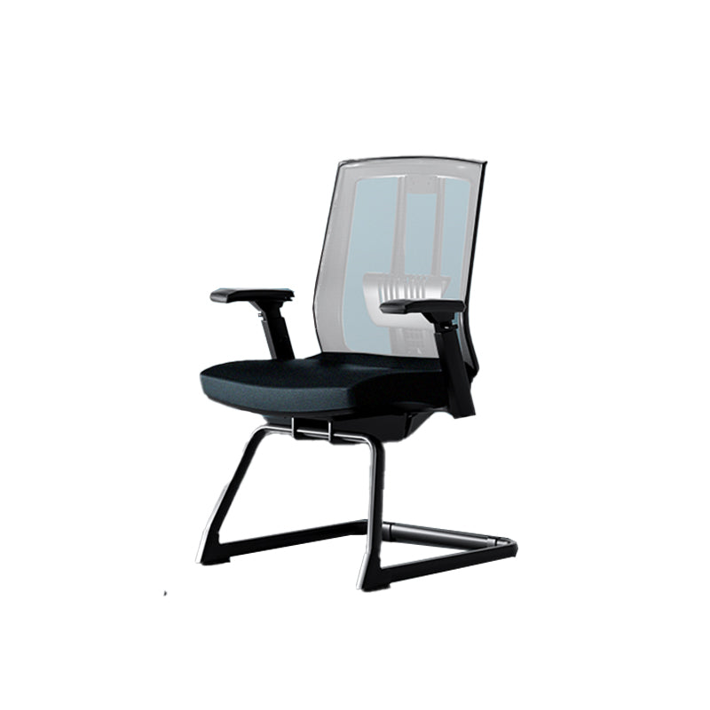 Modern Black Desk Chair No Distressing No Wheels Breathable Air Grid Office Chair