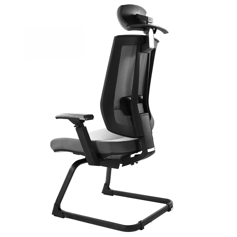 Modern Black Desk Chair No Distressing No Wheels Breathable Air Grid Office Chair