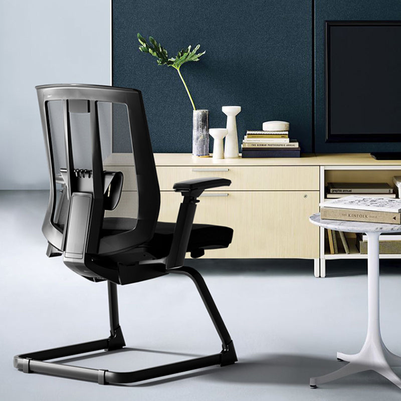 Modern Black Desk Chair No Distressing No Wheels Breathable Air Grid Office Chair