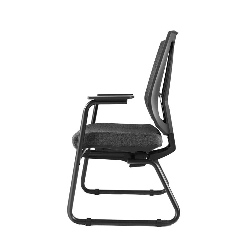 Modern Black Desk Chair No Distressing No Wheels Breathable Air Grid Office Chair