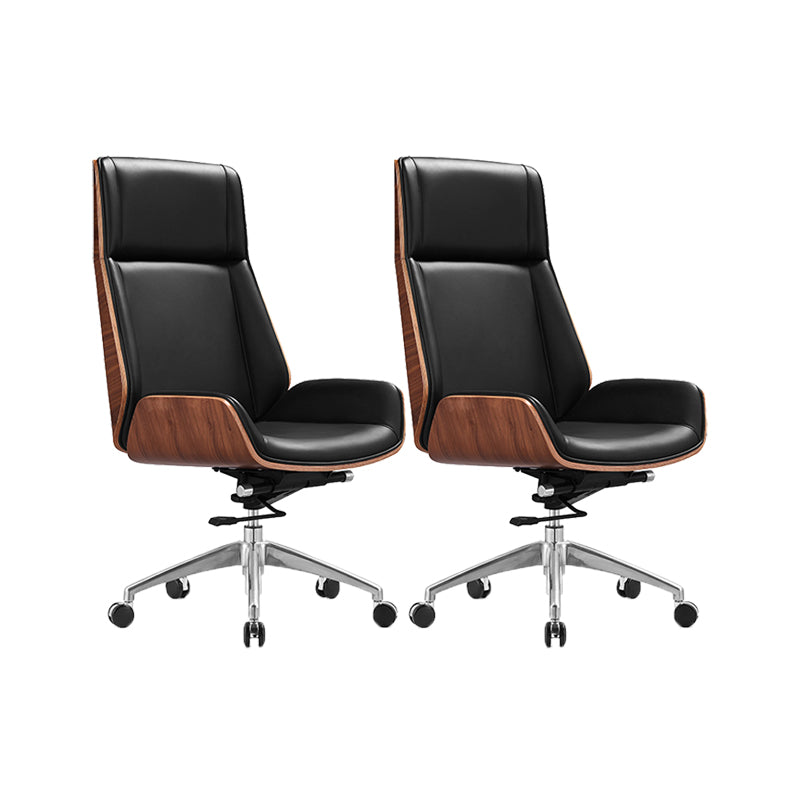 Modern No Arm Desk Chair Leather Task Chair with Wheels for Office