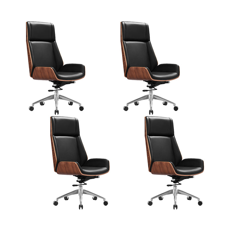 Modern No Arm Desk Chair Leather Task Chair with Wheels for Office