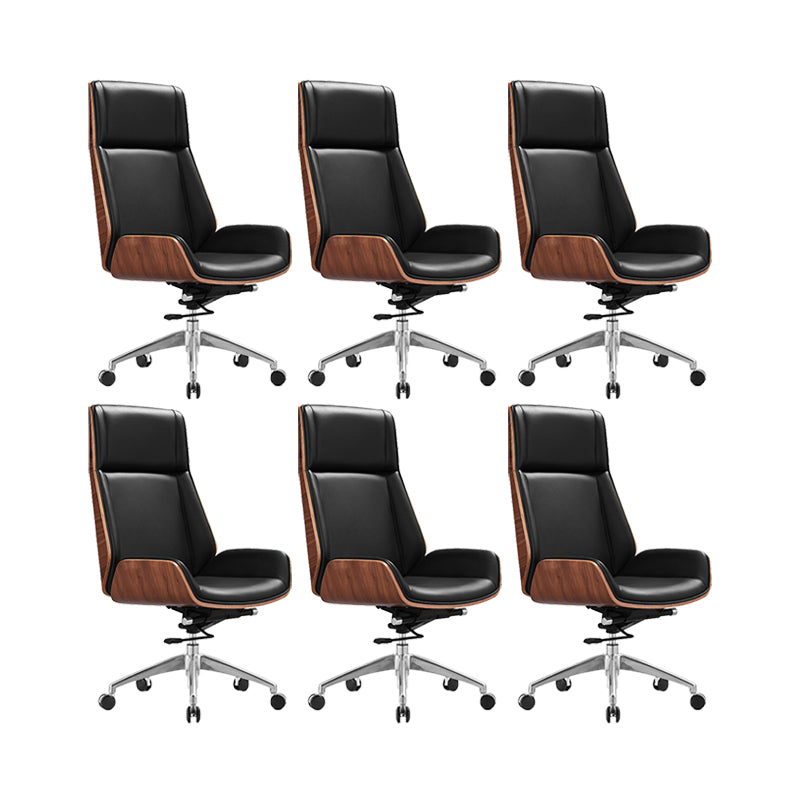 Modern No Arm Desk Chair Leather Task Chair with Wheels for Office