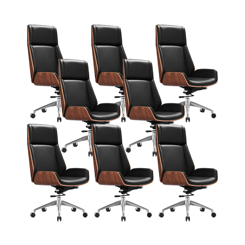 Modern No Arm Desk Chair Leather Task Chair with Wheels for Office