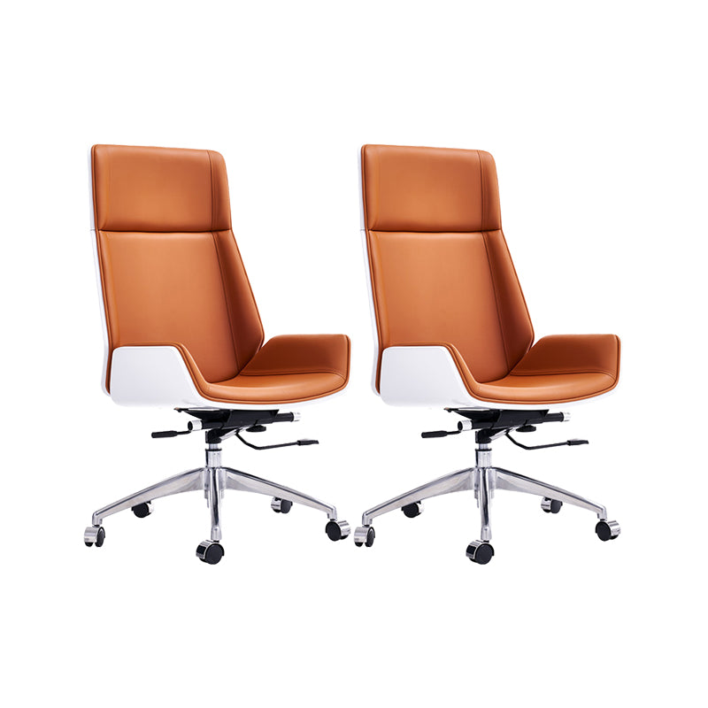 Modern No Arm Desk Chair Leather Task Chair with Wheels for Office