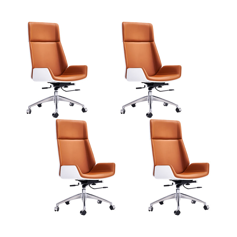 Modern No Arm Desk Chair Leather Task Chair with Wheels for Office