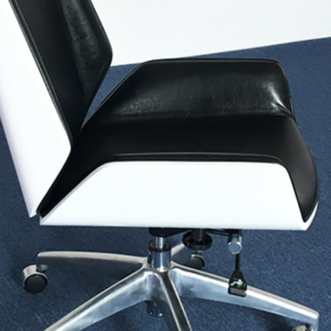 Modern No Arm Desk Chair Leather Task Chair with Wheels for Office