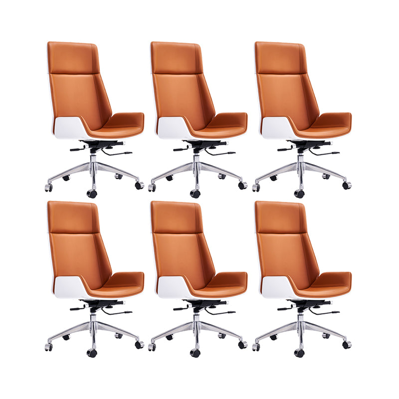 Modern No Arm Desk Chair Leather Task Chair with Wheels for Office