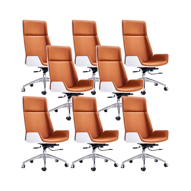 Modern No Arm Desk Chair Leather Task Chair with Wheels for Office